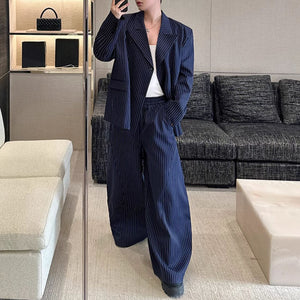 Striped Suit Jacket Loose Wide-leg Pants Suit Two-piece Suit