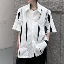 Load image into Gallery viewer, Summer Dark Short-sleeved Shoulder Pad Shirt
