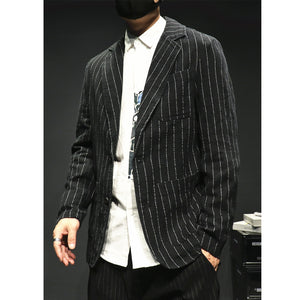 Striped Solid Loose Fit Suit Jacket