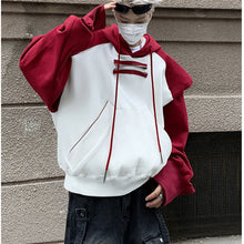 Load image into Gallery viewer, Short Black and White Stitching Shoulder Pad Hoodie
