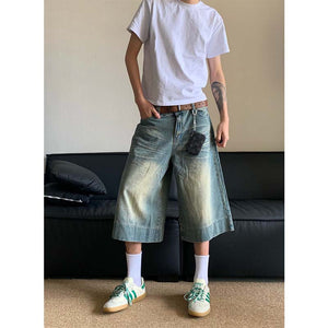 Vintage Wide-leg Straight-leg Denim Trousers