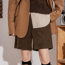 Load image into Gallery viewer, Corduroy Straight-leg Elasticated High-waisted Wide-leg Shorts
