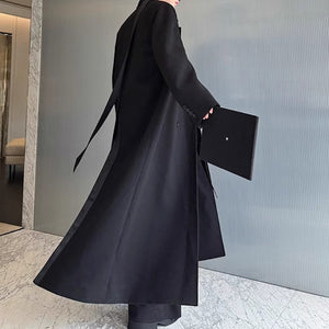 Double-breasted High-slit Webbing Trench Coat