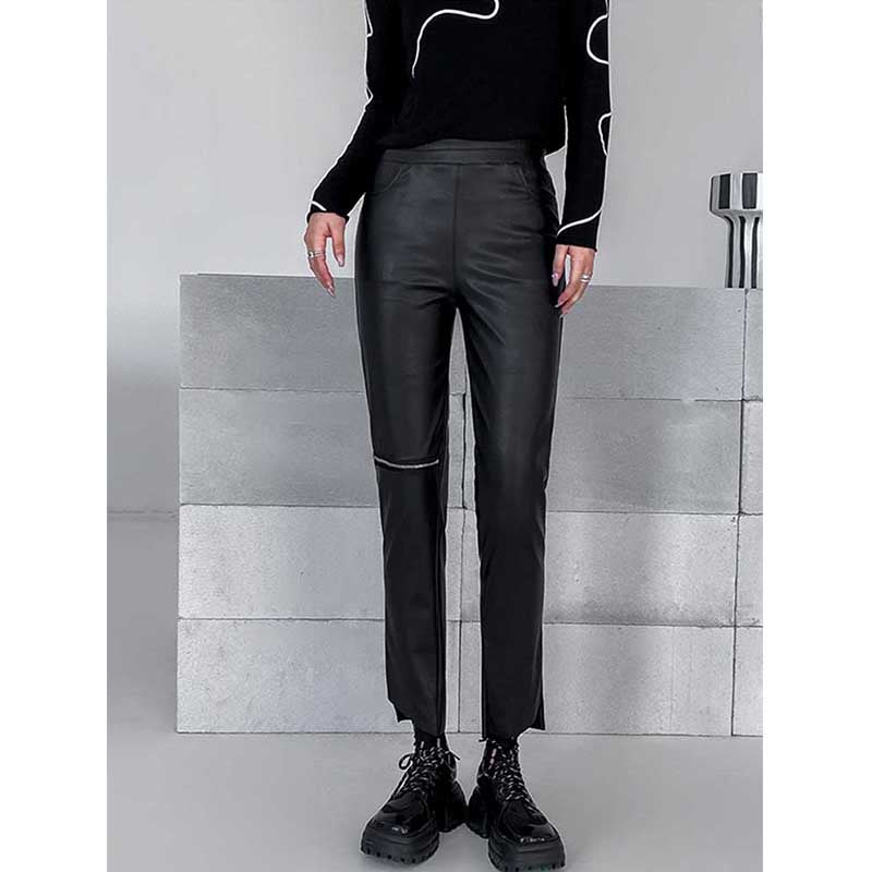 Retro Zipper PU Leather Pants