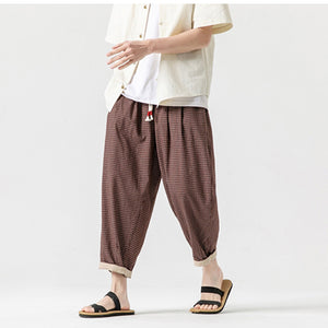 Plaid Casual Harem Straight Pants