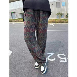 Straight Loose Knitted Jacquard Sweatpants