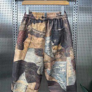 Retro Patchwork Floral Loose Harem Pants