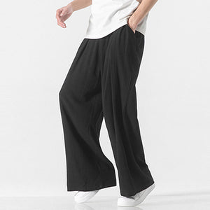 Loose Solid Straight-leg Pants