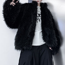 Load image into Gallery viewer, Stand Collar Buttoned Cotton Artificial Fur Short Coat
