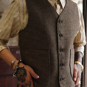 Vintage Tweed Wool Oversized Casual Vest