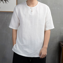 Load image into Gallery viewer, Loose Button Round Neck Top Half Sleeves Shirt
