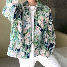 Load image into Gallery viewer, Tulip Print Zipped Denim Jacket
