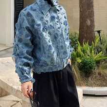 Load image into Gallery viewer, Love Jacquard Denim Jacket
