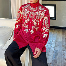 Load image into Gallery viewer, Retro Floral Embroidered Stand Collar Shirt
