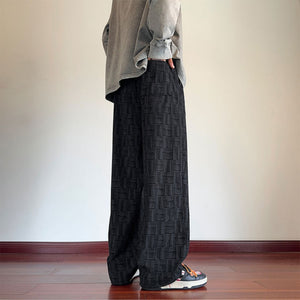 Straight Striped Corduroy Loose Wide Leg Casual Pants