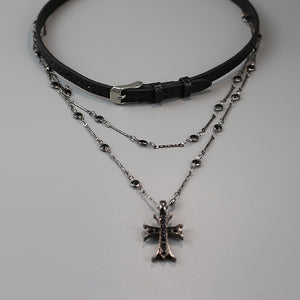 Black Cross Stacking Necklace