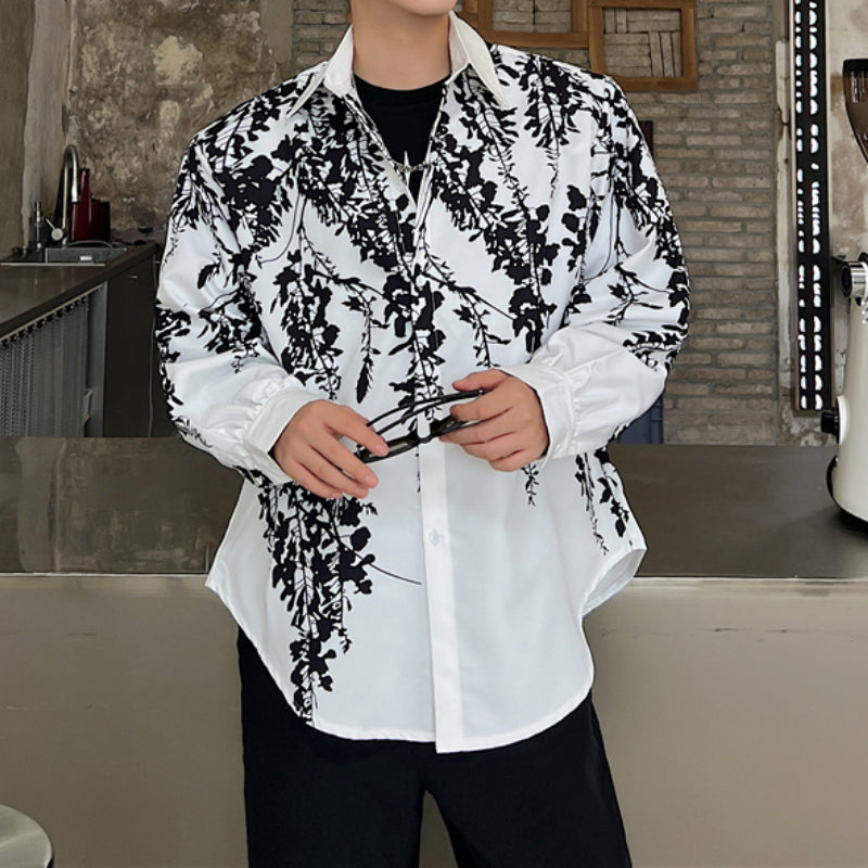 Printed Long Sleeve Loose Casual Shirt