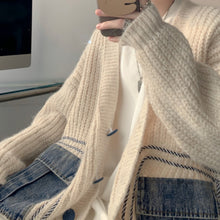 Load image into Gallery viewer, Lazy Denim Pocket Patchwork Sweater Jacket
