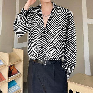 Geometry Texture Print Casual Long Sleeve Shirt