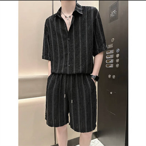 Loose Vertical Striped Casual Suit