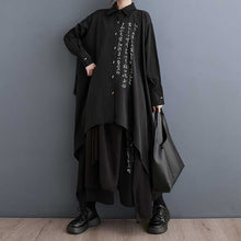 Load image into Gallery viewer, Loose Calligraphy Print Shirt Irregular Wide Leg Culottes
