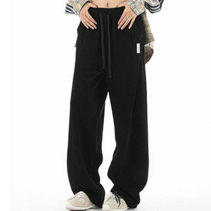 Loose Casual High-density Twill High-waist Drape Wide-leg Pants