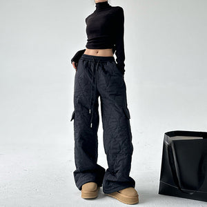 Multi-pocket Workwear Cotton Thickened Wide-leg Pants