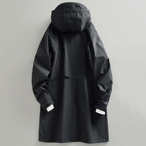 Retro Mid-length Hooded Casual Windbreaker Jacket