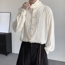 Load image into Gallery viewer, Textured Pleated High Collar Shirt
