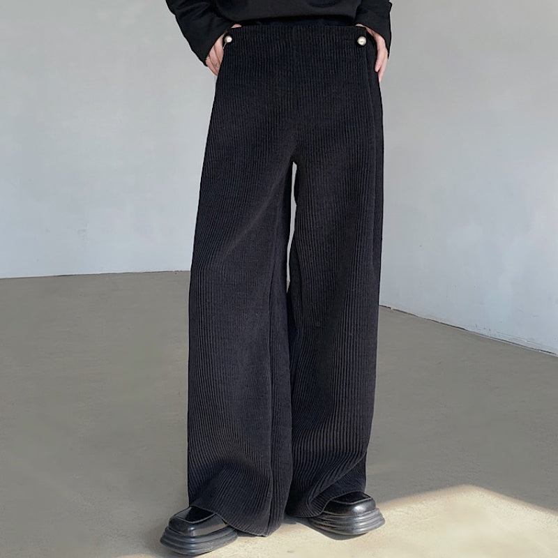 High Waist Wide-leg Corduroy Loose Straight-leg Trousers