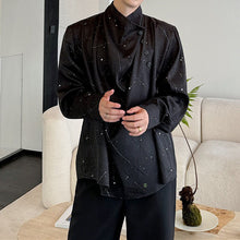 Load image into Gallery viewer, Asymmetric Stand Collar Shiny Silk Long Sleeve Shirt
