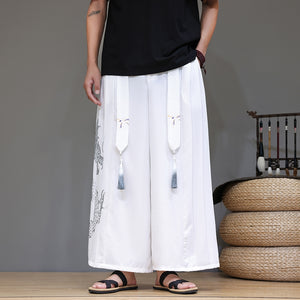 Dragon Pattern Straight Wide-leg Pants