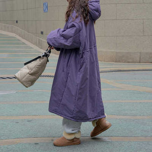 Casual Hooded Cotton Loose-fitting Long Coat