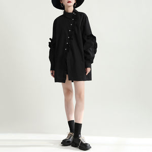 Ruffled Irregular Long Shirt