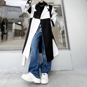 Black and White Color Contrast Loose Windbreaker Jacket