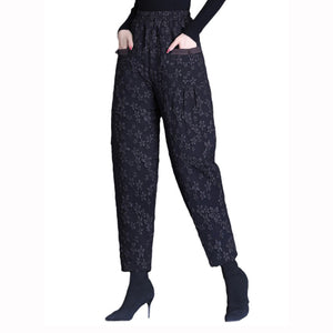 High Waisted Loose Warm Jacquard Harem Pants