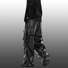 Load image into Gallery viewer, Vintage Multi-Pocket Shiny Leather Loose Wide-Leg Casual Pants
