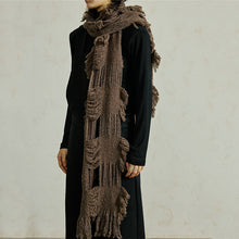 Load image into Gallery viewer, Distressed Hole Tassel Scarf
