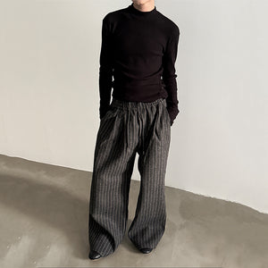 Striped Loose Elastic Waist Wide Leg Pants