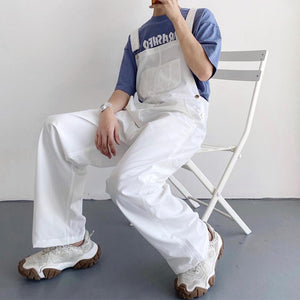 Solid Color Simple Straight Leg Overalls