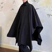 Load image into Gallery viewer, Shawl-shoulder Flared Sleeves Faux Two-piece Cape Shirt
