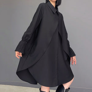 Loose Polo Collar Long Sleeve Dress