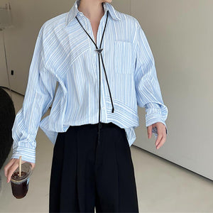 Irregular Blue Stripe Casual Shirt