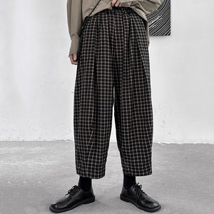 Plaid Casual Loose Wide Leg Harem Pants