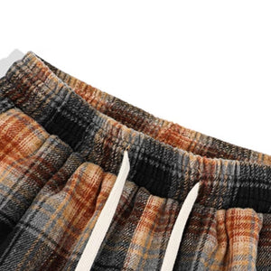 American Retro Plaid Thick Warm Trousers