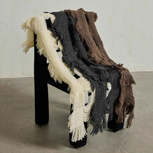 Distressed Hole Tassel Scarf