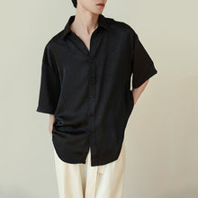 Load image into Gallery viewer, Pleated Lapel Casual Half Sleeve Top
