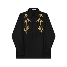 Load image into Gallery viewer, Maple Leaf Embroidered Vintage Lapel Long Sleeve Shirt
