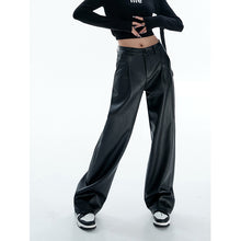 Load image into Gallery viewer, Straight Casual Pants PU Leather Loose Pants
