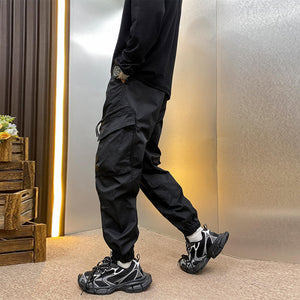 Plush Multi-pocket Cuffed Cargo Casual Pants